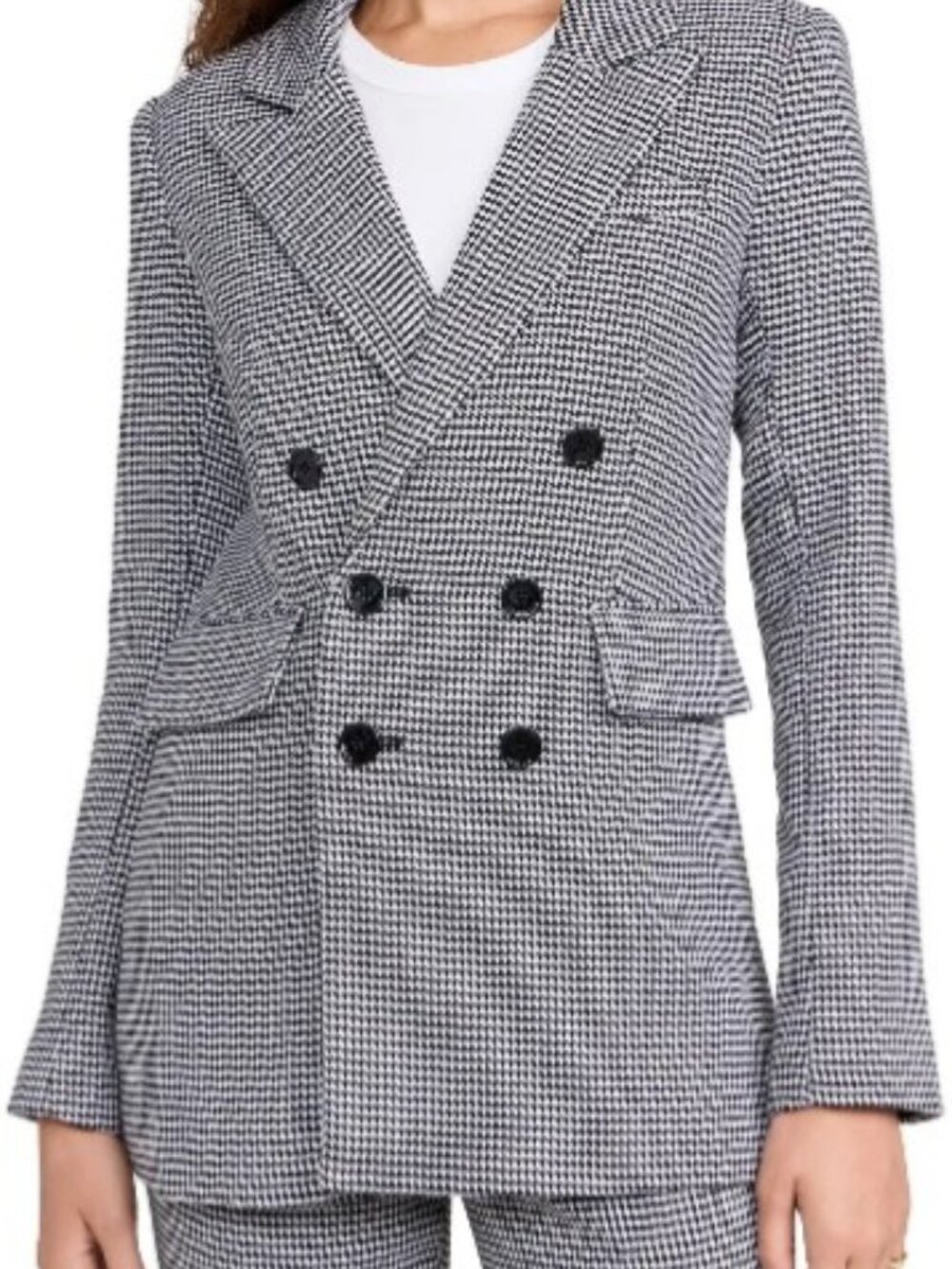 FAVORITE DAUGHTER Phoebe Blazer Jacket Houndstooth B&W Med NWT
